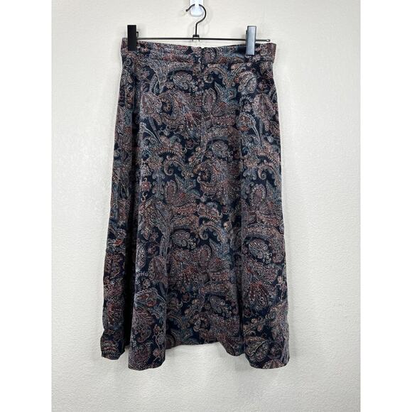 Vintage JCPenney Fashions Paisley Midi Skirt Size 11 70s Textured Fall Boho - Picture 2 of 8